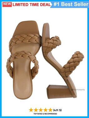 CUSHIONAIRE Irine Chunky Heels for Women, Braided Block Heel Sandals with